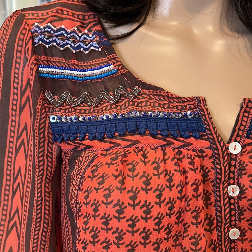 ๐ธNWT FREE PEOPLE BEADED BLOUSE - Picture 5 of 11
